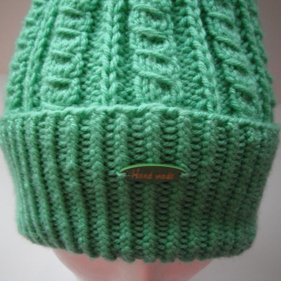 Hand Knitted Hat Toque Adult One Size Acrylic Color Jade - 007 Hand knit by me - Picture 12 of 12